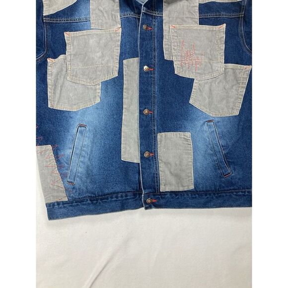 Boom X Blue Corduroy Long Sleeve Heavyweight Button Up Jean Jacket Mens XXL - Picture 4 of 13